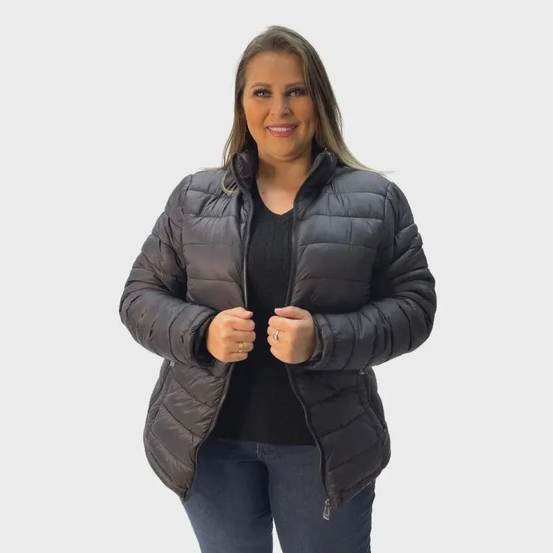 Jaqueta City Lady em Nylon Plus Size Forrada Feminina