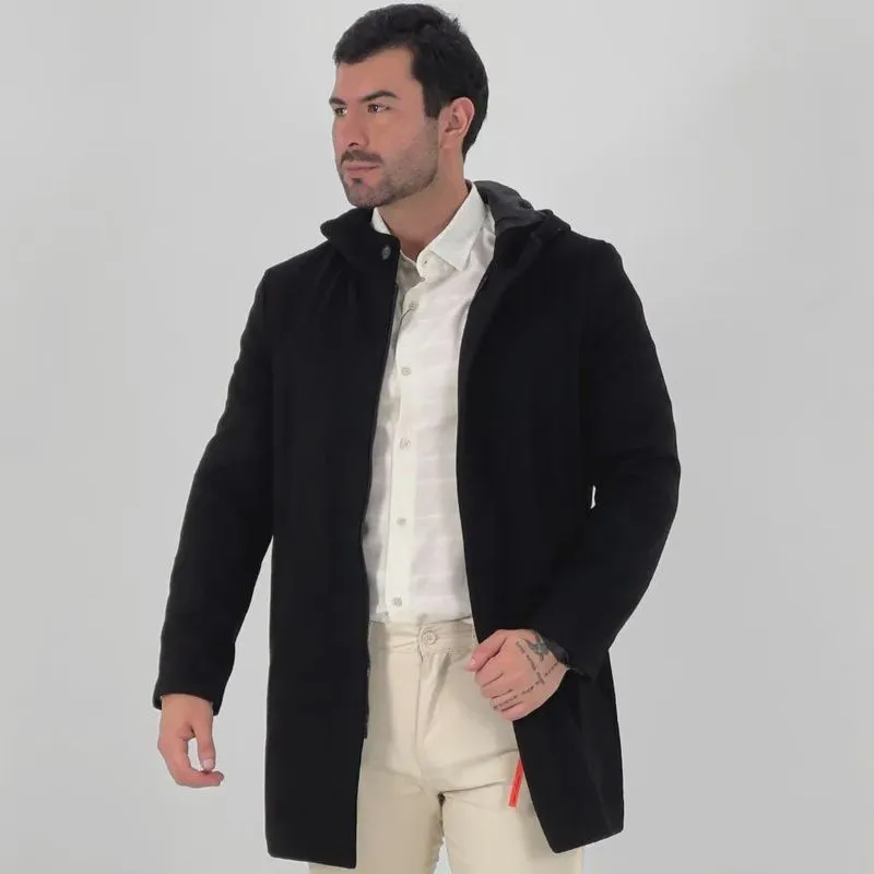 Casaco Menzo Longo Tradicional com Capuz Masculino