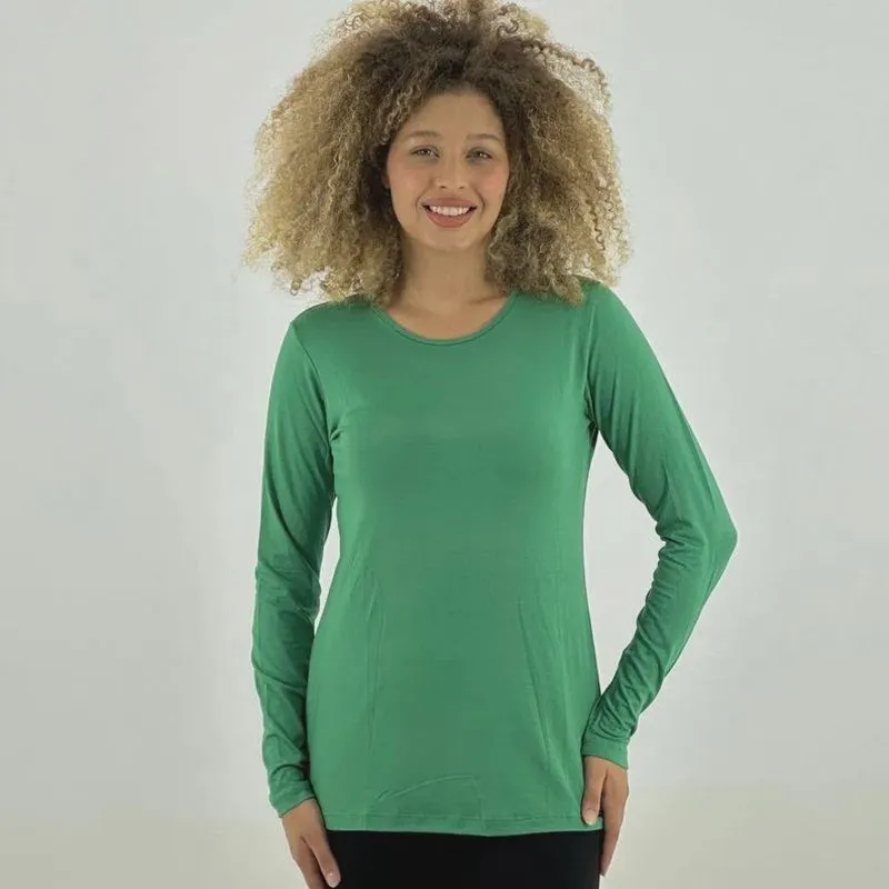 Blusa Rosa Bella Básica Manga Longa Feminina