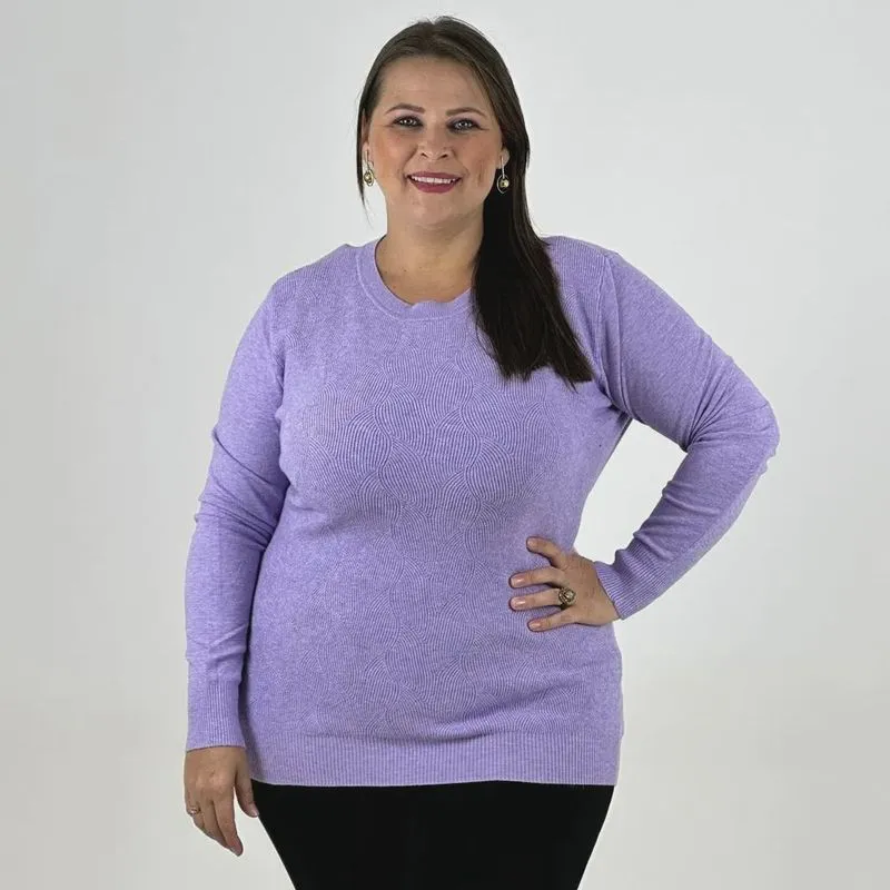 Blusa de Lã Dunialin Plus Size Manga Longa Feminina
