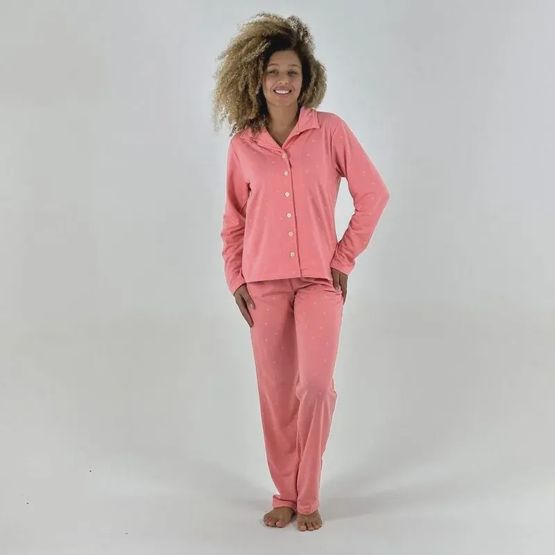 Pijama Lua Encantada Americano Manga Longa com Calça Feminino