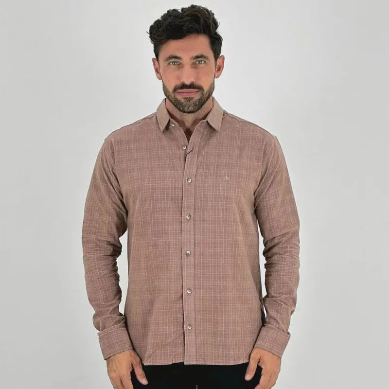 Camisa Dixie Manga Longa Xadrez Veludo Masculina