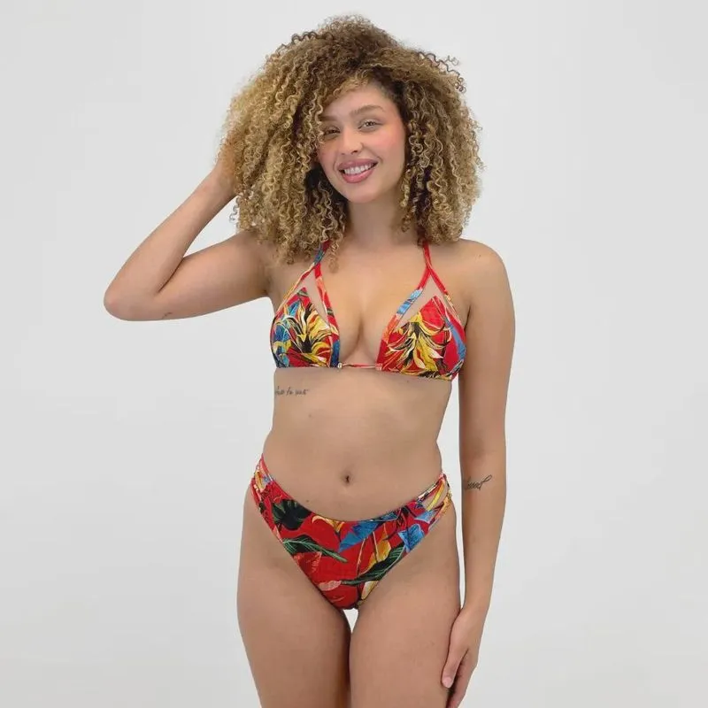 Biquíni Sol Pleno Estampado Cortininha com Bojo String Feminino