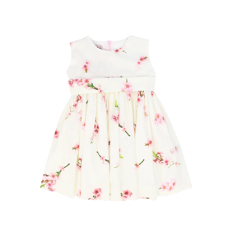 PHI CREAM/PINK FLORAL BLOSSOM DOUBLE BOW DRESS [FINAL SALE] 4