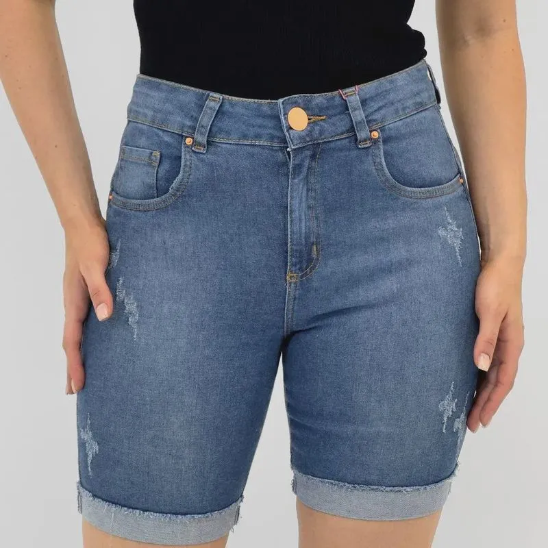 Bermuda Tanise Jeans Ciclista Feminina