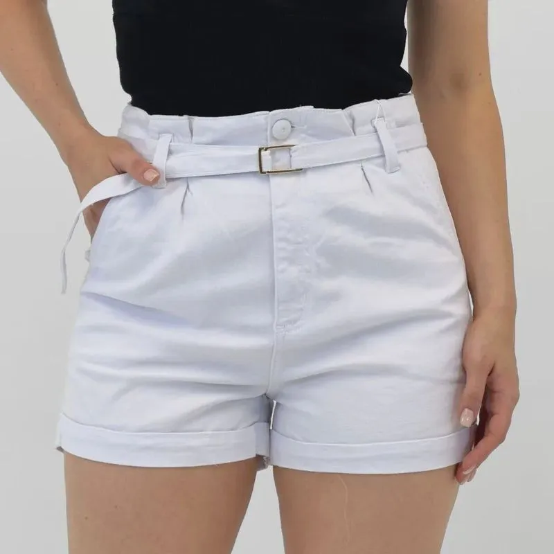 Shorts Tanise Curto Mom Clochard em Sarja Feminino