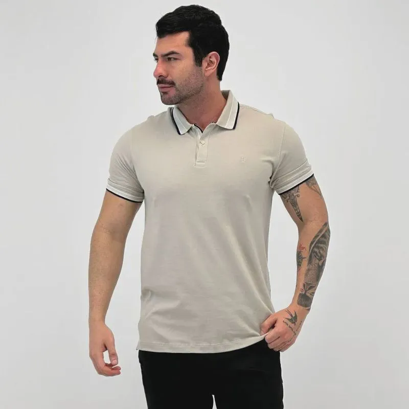 Camisa Polo Dudalina com Botão Manga Curta Masculina