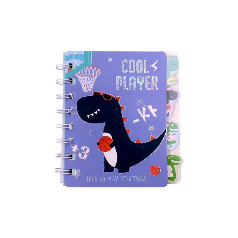 Mini Agenda Espiral Capa Dura Cool Player Dino 11.5Cm Unidade 103 - Colorido
