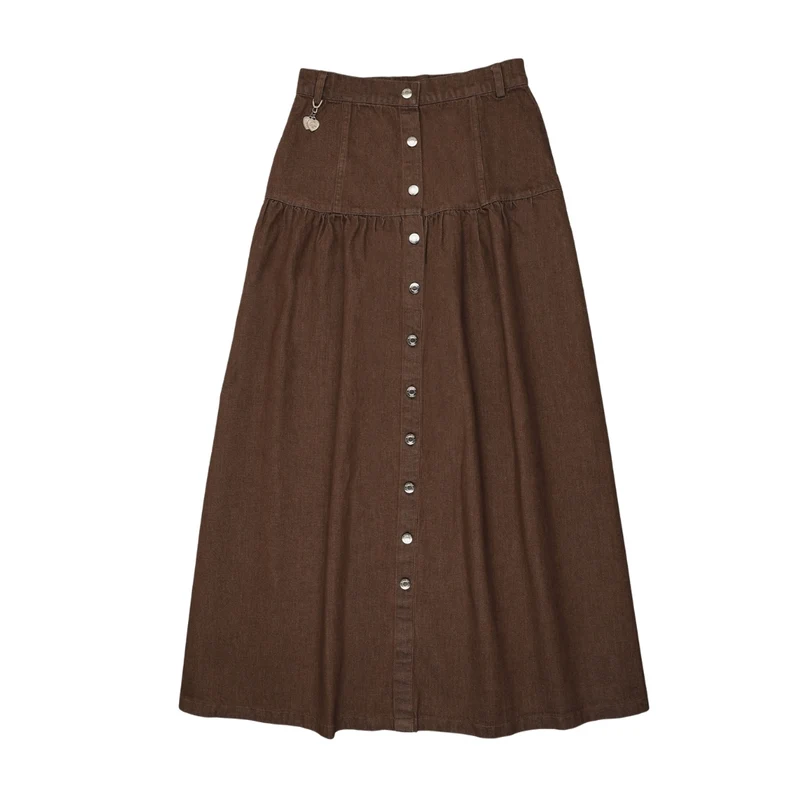 URBAN EDGE BROWN DENIM DROP WAIST SKIRT 12