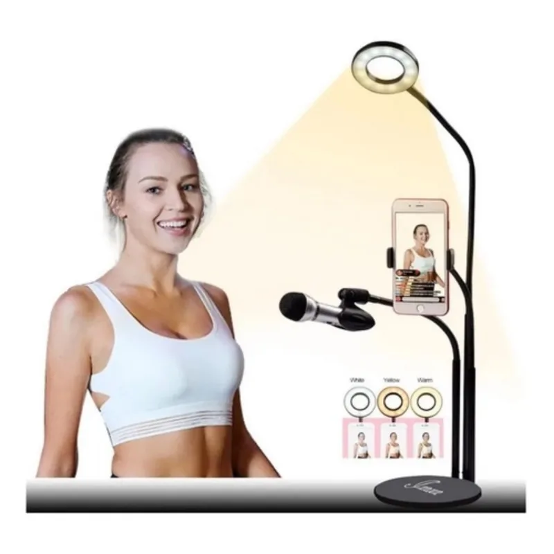 Suporte Articulado Ring Light Para Celular 3 em 1