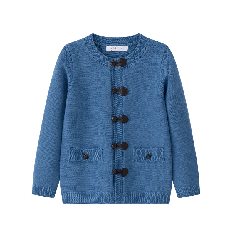 COCO BLANC MUTED BLUE TOGGLE POCKET CARDIGAN 5