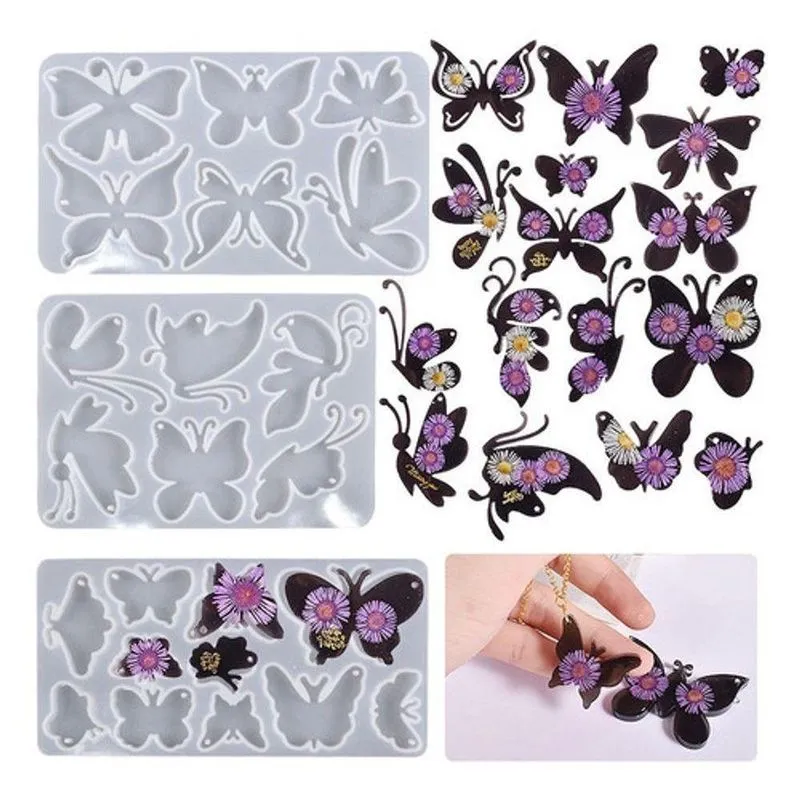 Molde De Silicone Borboleta Resina Chaveiro Artesanato Diy
