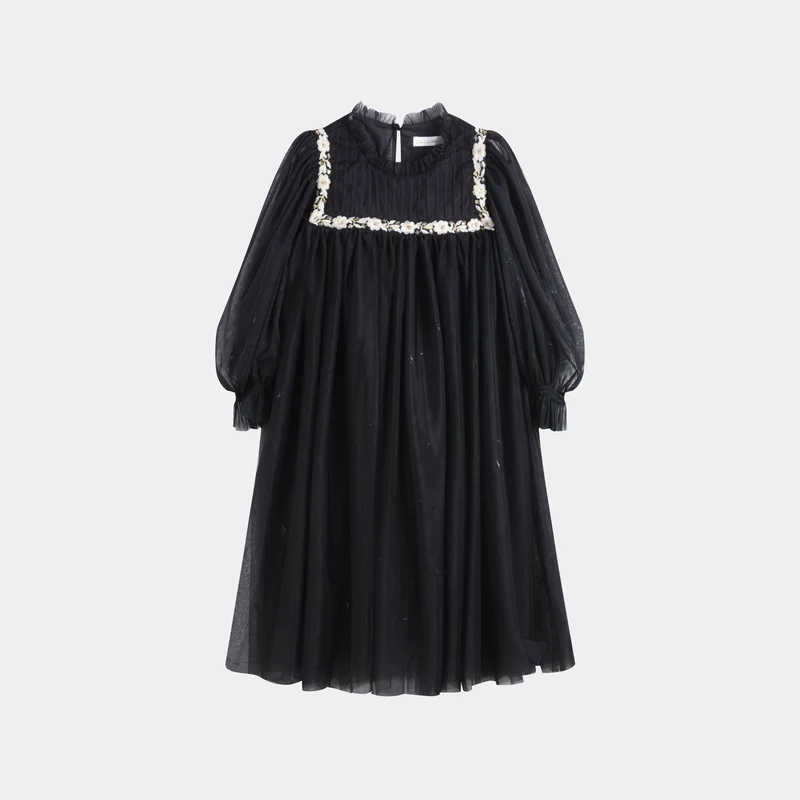 CERA UNA VOLTA BLACK TULLE HIGH WAISTED TRIM DRESS [FINAL SALE] 8