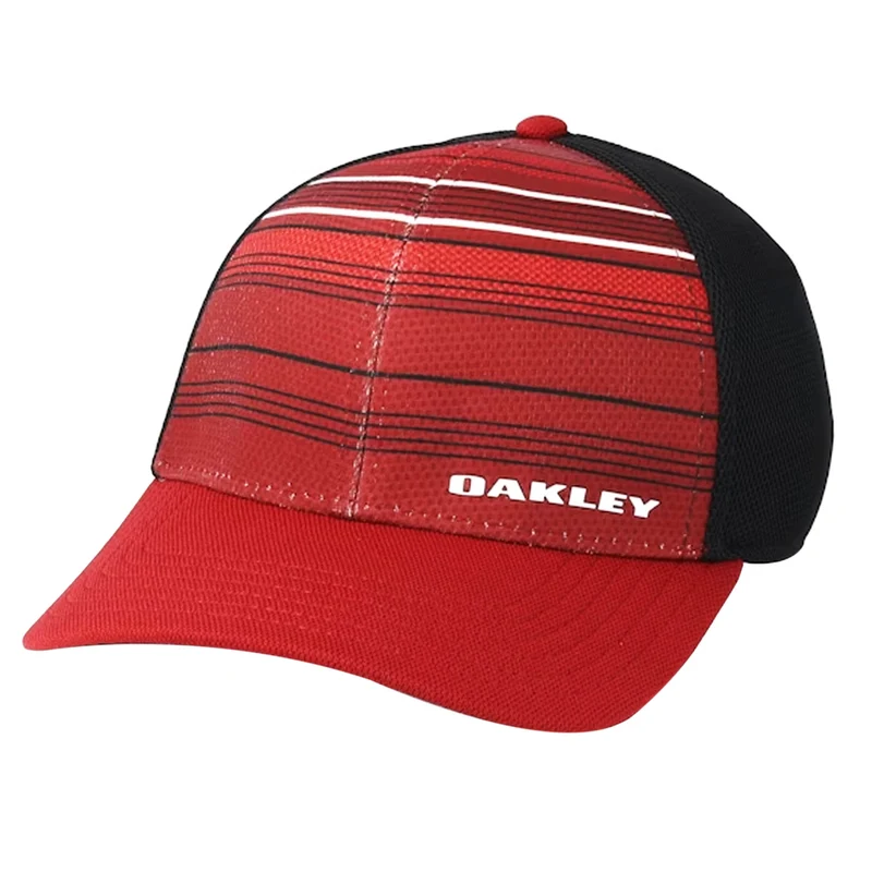 Oakley Silicone Bark Print 2.0 Flexfit Mens Red Golf Cap L/XL
