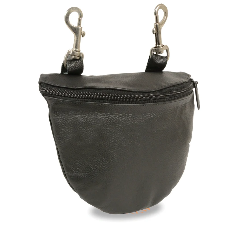 Milwaukee Leather SH197 Women's Black Leather Belt Bag with Belt Clasps Black / One Size