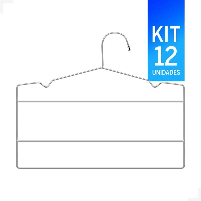 Cabide Triplo Calceiro Cromado Kit com 12 un