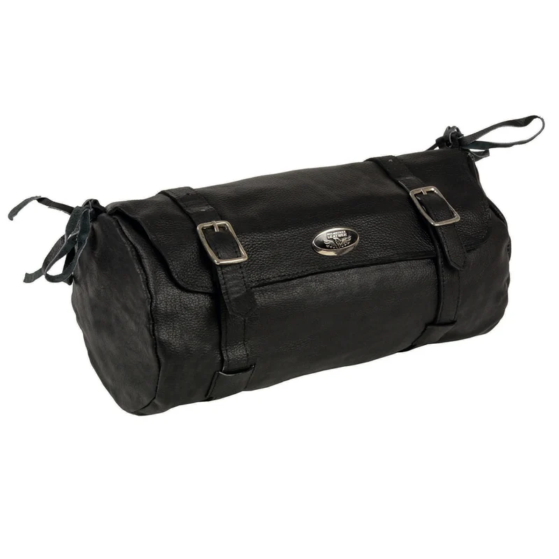 Milwaukee Leather SH502BAG Black Extra Large Soft Leather Double Buckle Tool Pouch Black / One Size