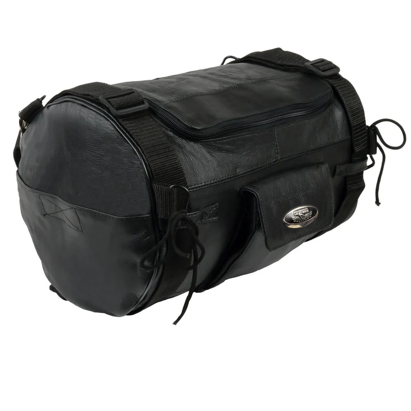 Milwaukee Leather SH535 Small Motorcycle Leather Roll Bag Mounts to Sissy Bar Easily Black / One Size