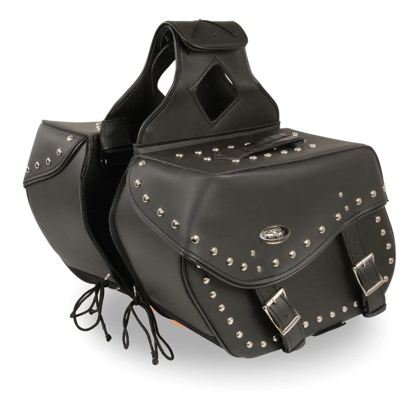 Milwaukee Leather SH553ZB Black Large Zip-Off PVC Studded Throw Over Saddlebags Black / One Size