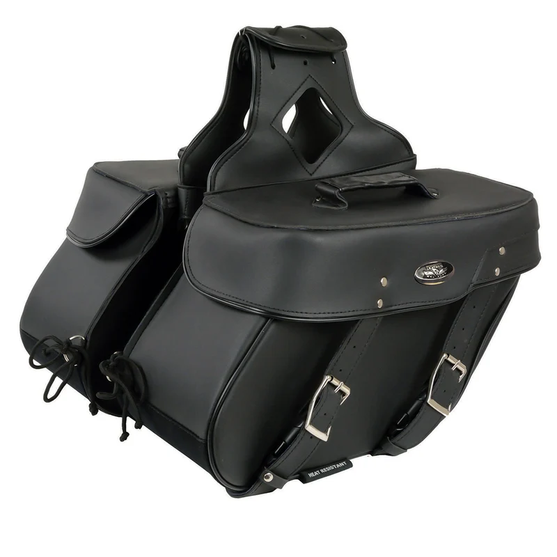 Milwaukee Leather SH592ZB Black Zip-Off PVC Throw Over Slanted Saddlebags Black / One Size