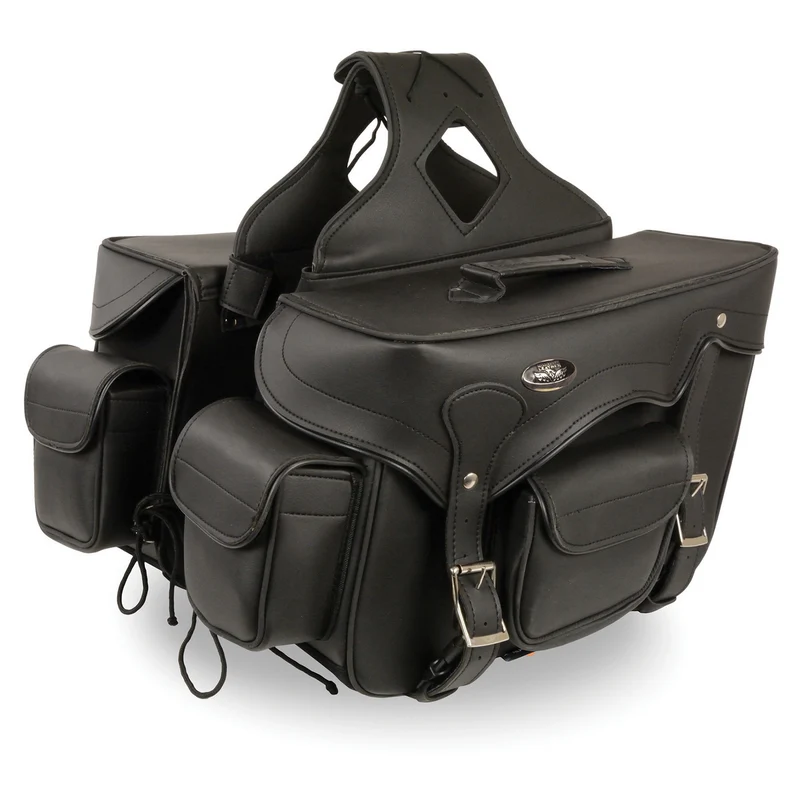 Milwaukee Performance SH666ZB Black PVC Double Front Pocket Throw Over Saddlebags with Reflective Piping Black / One Size