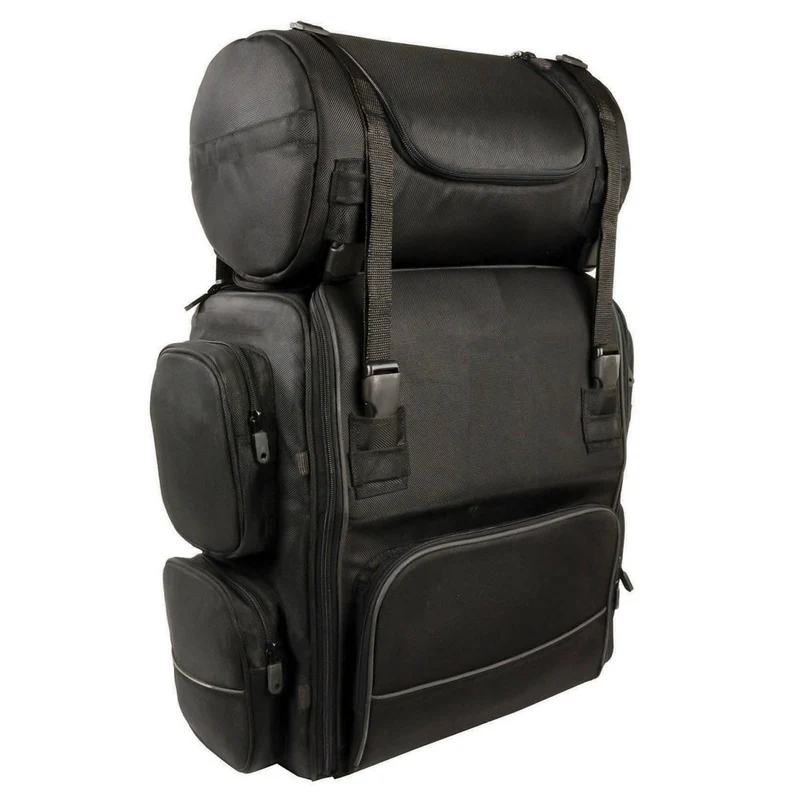 Milwaukee Leather SH680 Large Black Textile Motorcycle Sissy Bar Travel Bag Black / One Size
