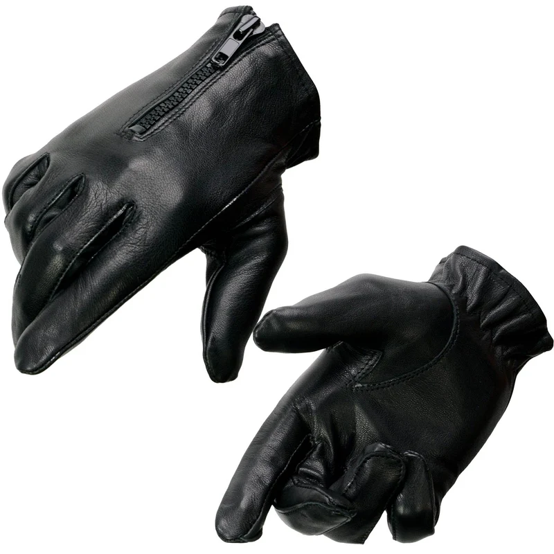 Milwaukee Leather SH722 Women's Black Unlined Leather Lightweight Motorcycle Hand Gloves W/ Wrist Zipper Closure Black / XXX-Large
