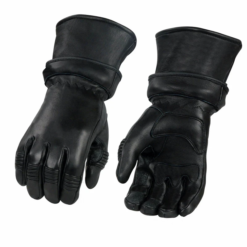 Milwaukee Leather SH852 Men's USA Deerskin Black Leather Gauntlet Motorcycle Thermal Lined Gloves Black / 5X-Large