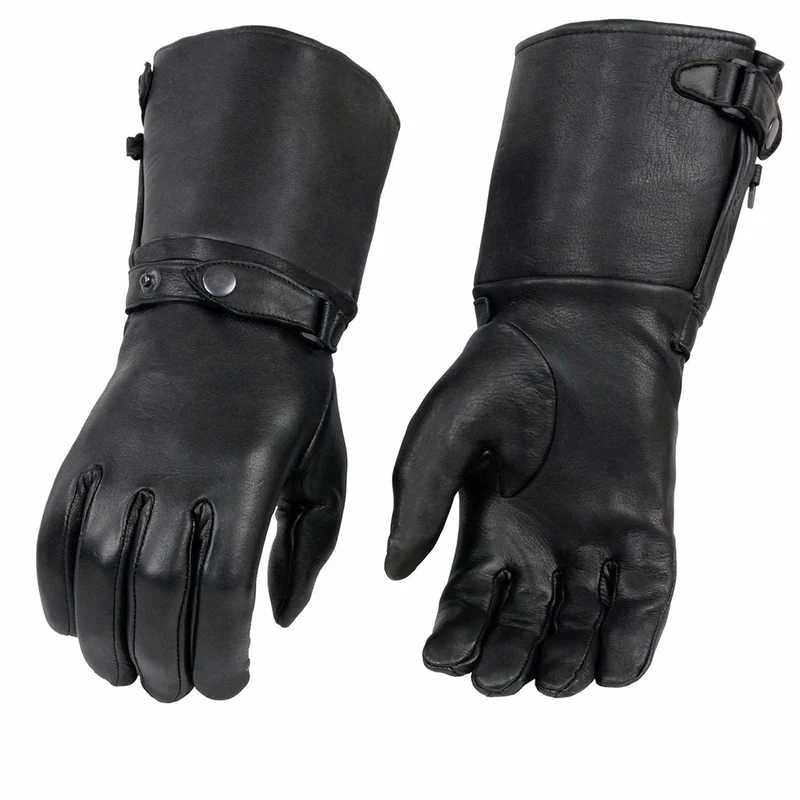 Milwaukee Leather SH859 Women's Thermal Lined USA Deerskin Black Leather Gauntlet Winter Gloves Black / 2X-Large