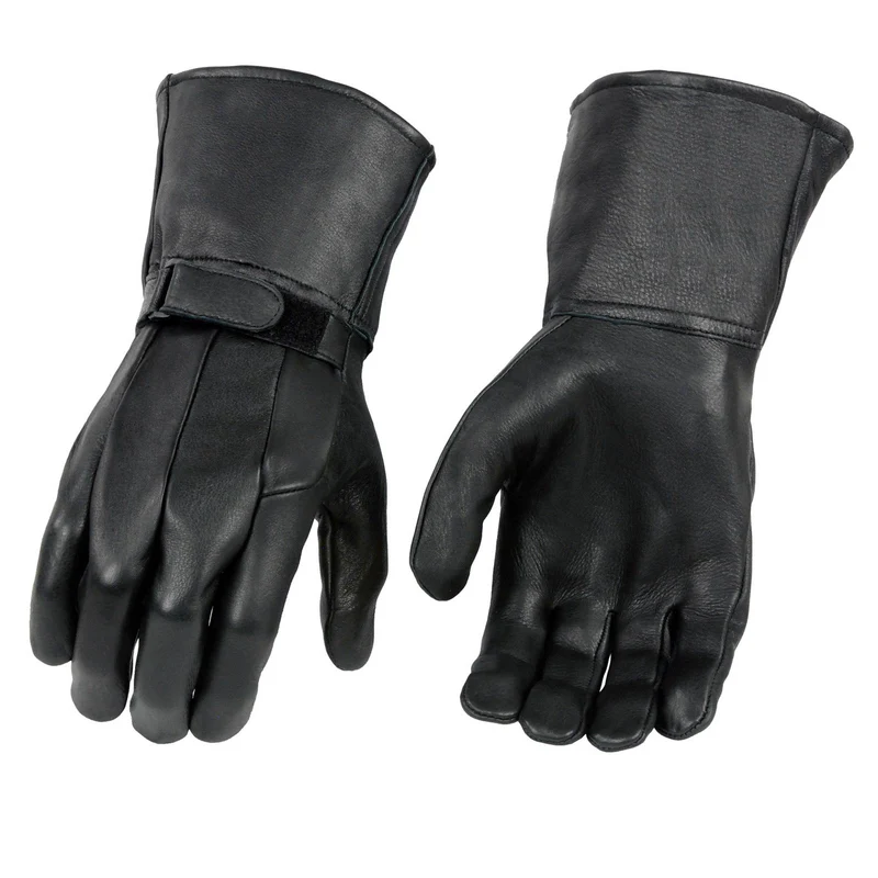 Milwaukee Leather SH864TH Men's Thermal Lined USA Deerskin Black Leather Gauntlet Motorcycle Winter Gloves Black / 3X-Large