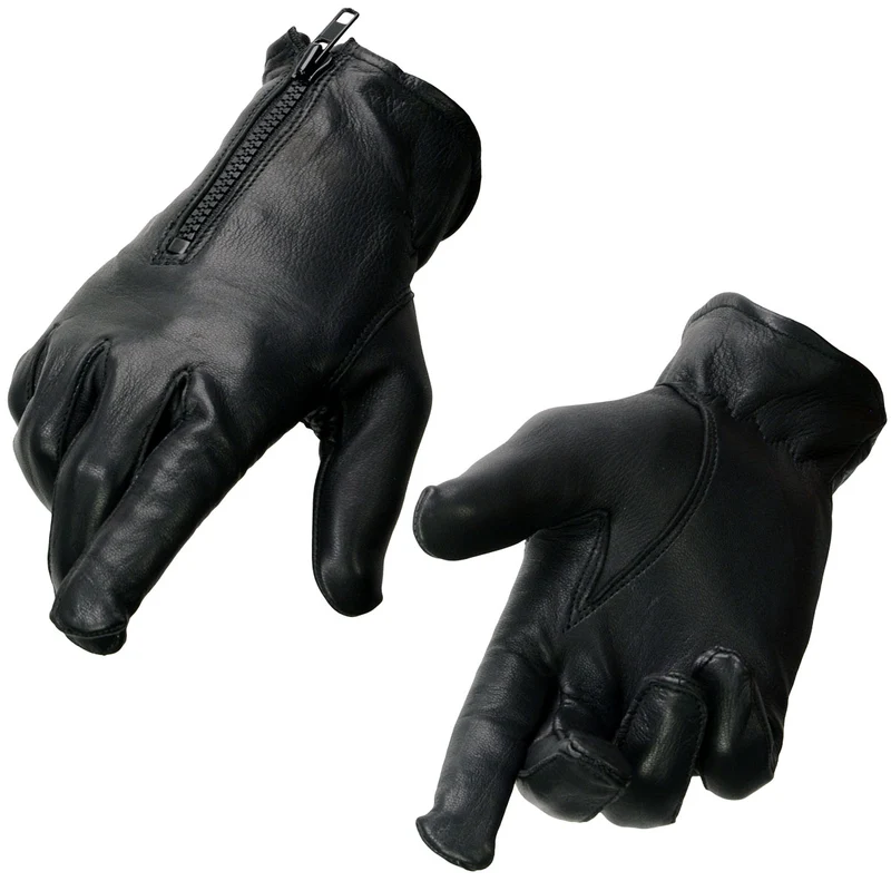 Milwaukee Leather SH867 Men's USA Deerskin Black Leather Unlined Lightweight Motorcycle Riders Gloves Black / Small
