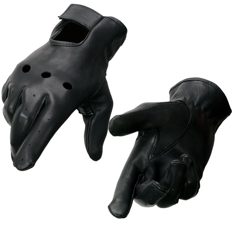 Milwaukee Leather SH868 Men's USA Deerskin Black Vented Perforated Leather Motorcycle Riders Gloves Black / XX-Large