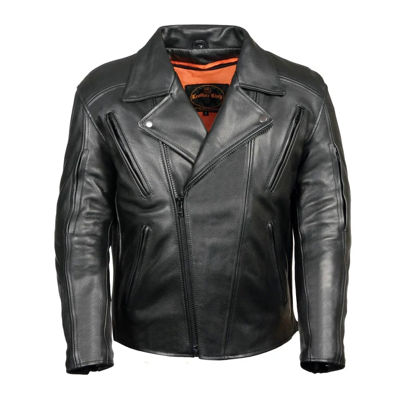 Milwaukee Leather Men's Premium Black Leather Beltless MC Style Motorcycle Jacket w/ Side Stretch - SH1057 Black / Small