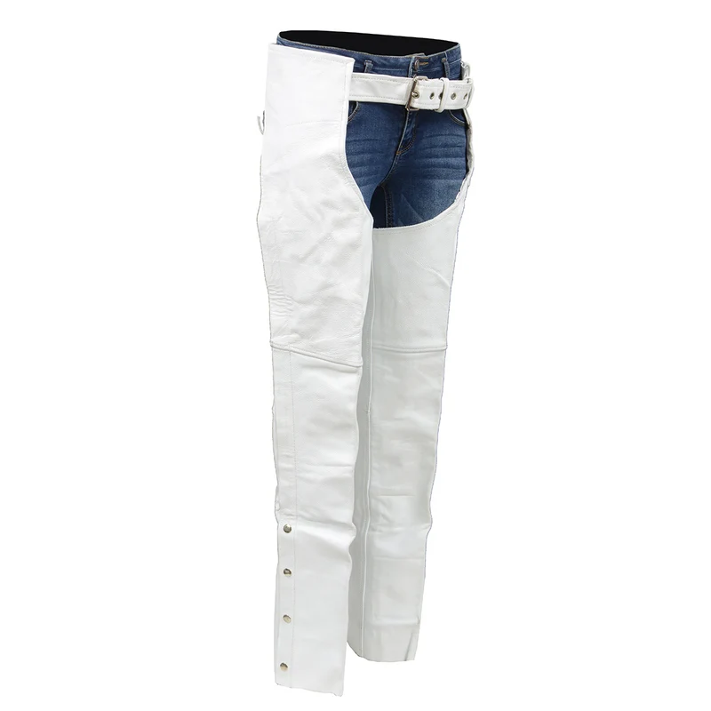 Milwaukee Leather SH1115 Women's White Classic Leather Motorcycle Chaps White / 2X-Large
