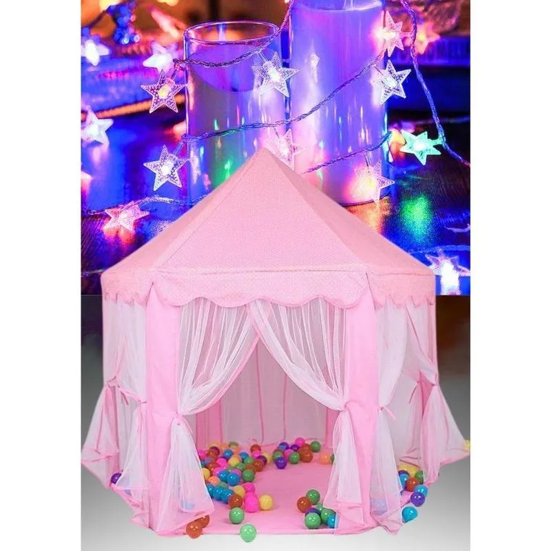 Tenda Infantil Tenda Da Princesa LED Com Espaço Interno Amplo Azul E Rosa OEM