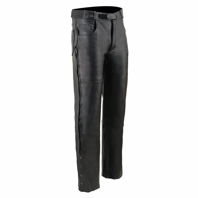 Milwaukee Leather SH1150 Men's Black Leather Motorcycle Over Pants with Jean Style Pockets Black / 48
