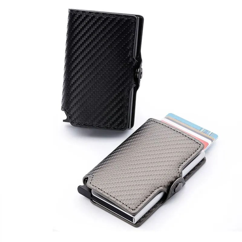 Casekey Luxury Mens Fibra De Carbono Mini Pop Up Rfid Carteira Para