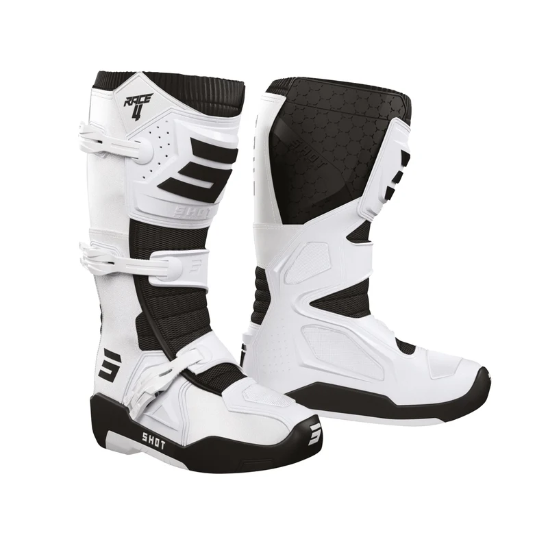 SHOT RACE 4 BOTAS DE MOTO BRANCO PRETO 49