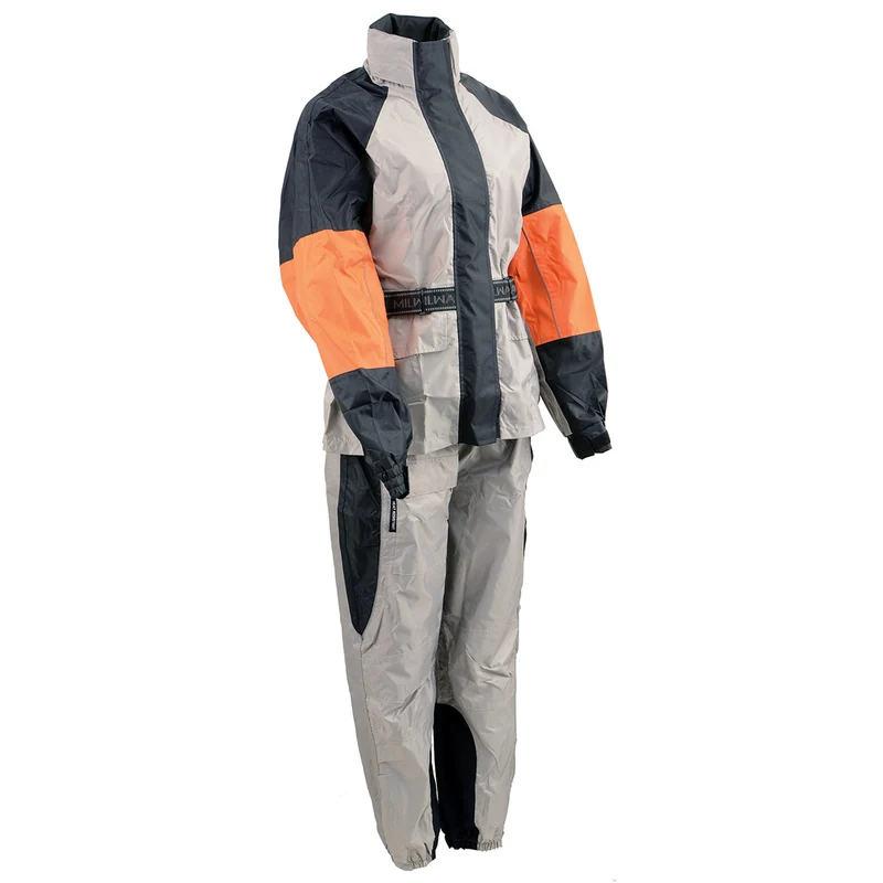NexGen SH2217 Men's Orange and Silver Oxford Water-Resistant Rain Suit Silver / 4X-Large