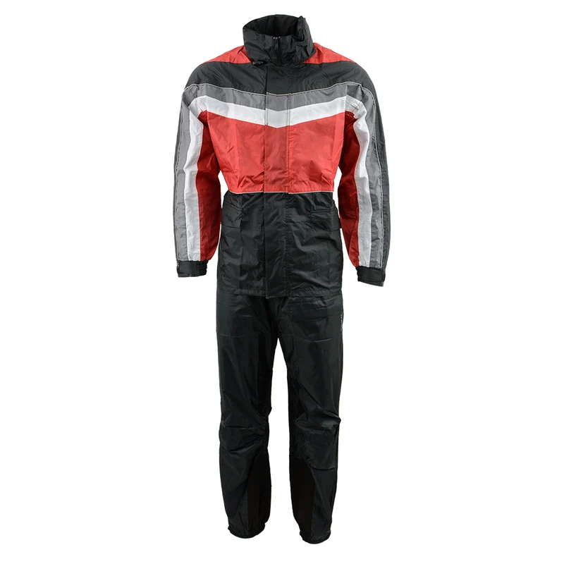 NexGen Men's SH2226 Black and Red Hooded Water Proof Rain Suit Red / 4X-Large