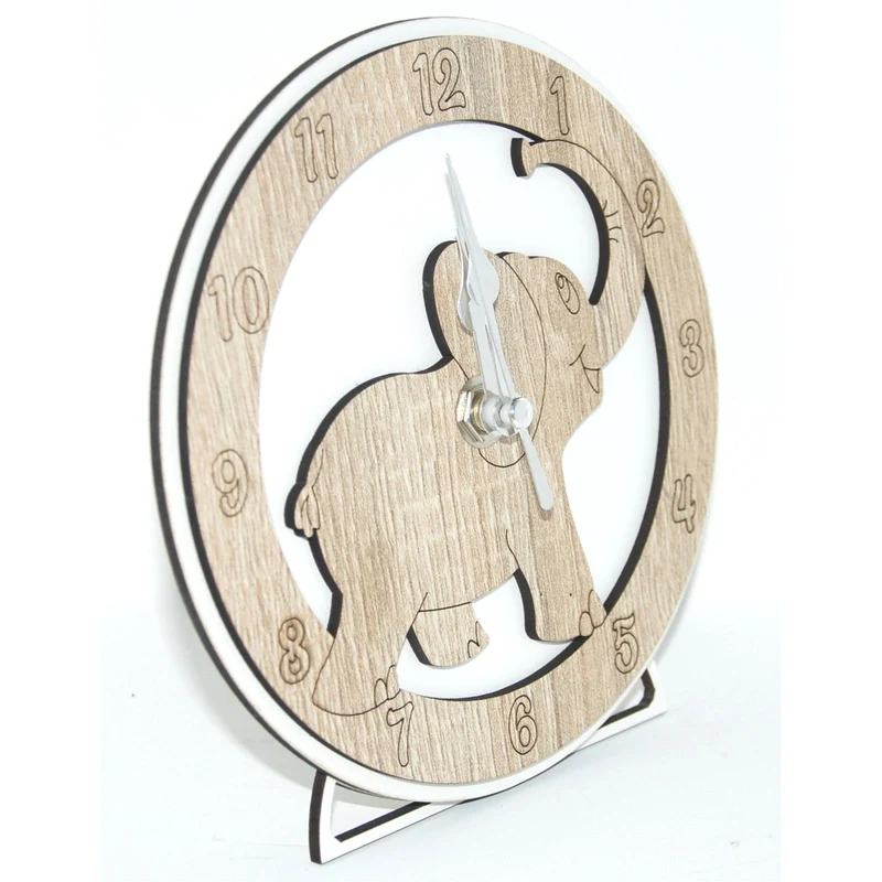 Orologio da parete personalizzabile idea regalo per bomboniera e cerimonia con taglio laser Elefante / ø 15 cm