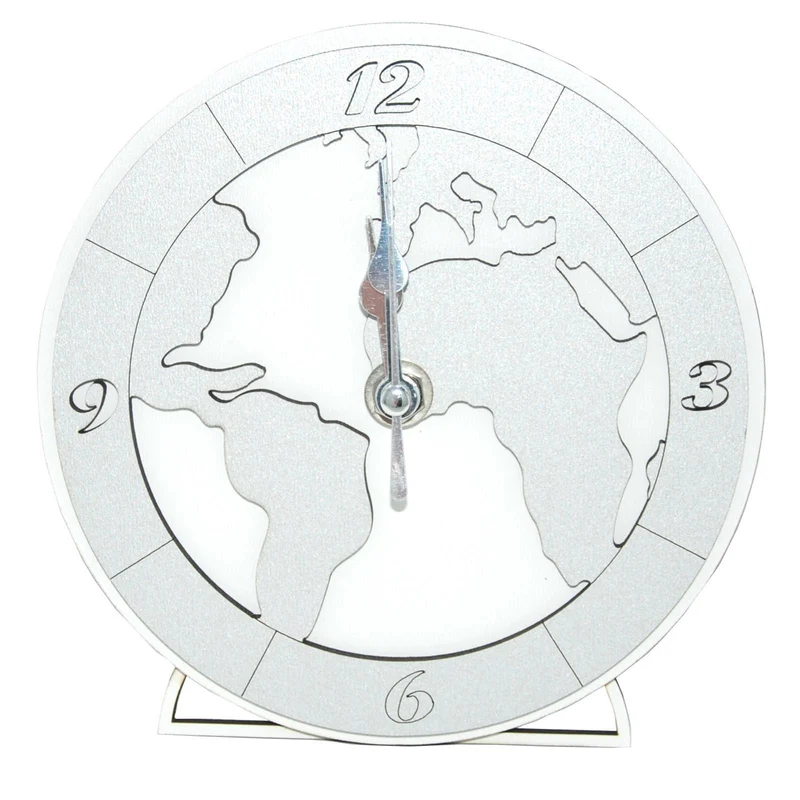 Orologio da parete personalizzabile idea regalo per bomboniera e cerimonia con taglio laser Silver world / ø 15 cm