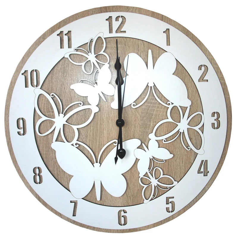 Orologio da parete personalizzabile idea regalo per bomboniera e cerimonia con taglio laser Butterflies / ø 20 cm