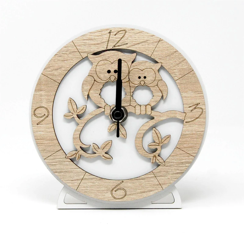Orologio da parete personalizzabile idea regalo per bomboniera e cerimonia con taglio laser Gufetti / ø 20 cm