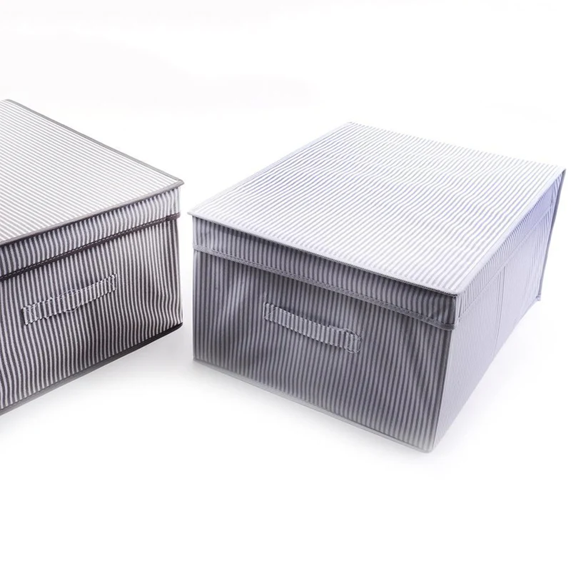 Scatola cambio stagione box in tessuto per abiti e biancheria salvaspazio armadio 50 x 40 cm Bianco e Azzurro / 40 x 50 x h 25 cm