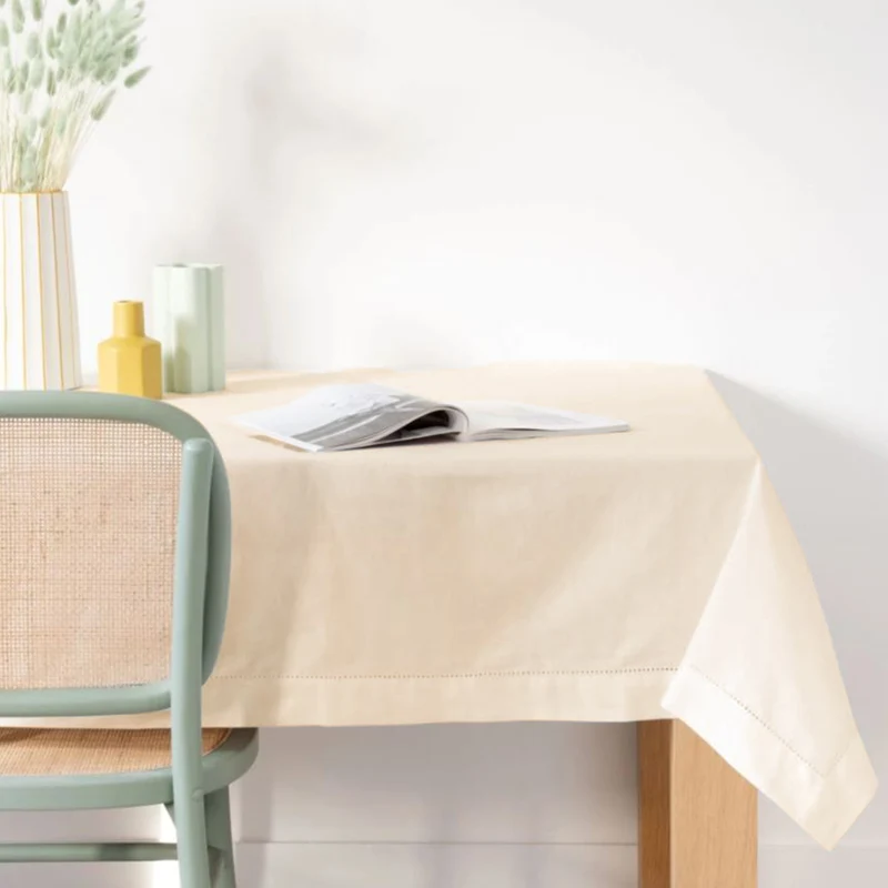 Tovaglia rettangolare in cotone colorato ideale per interni ed esterni Panna / 140 x 240 cm