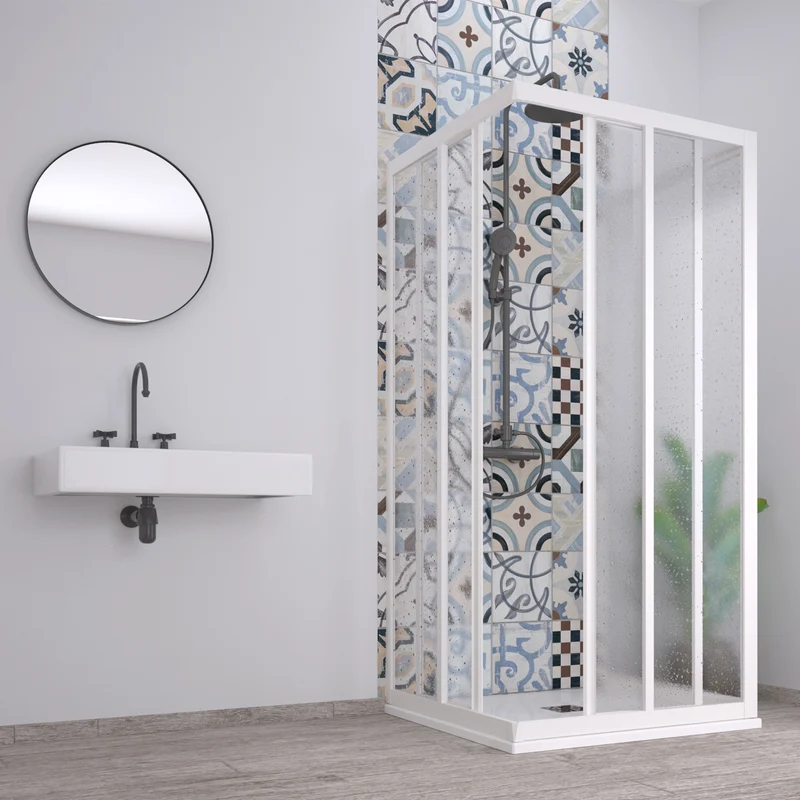 Box doccia 3 Lati "Acril" in Acrilico con profili in PVC apertura centrale riducibile "Made in Italy" 70 X 70 X 70 cm