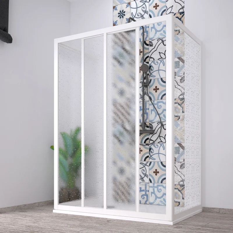 Box doccia 3 Lati "Acril" in Acrilico con profili in PVC apertura Laterale riducibile "Made in Italy" 80 X 150 X 80 cm