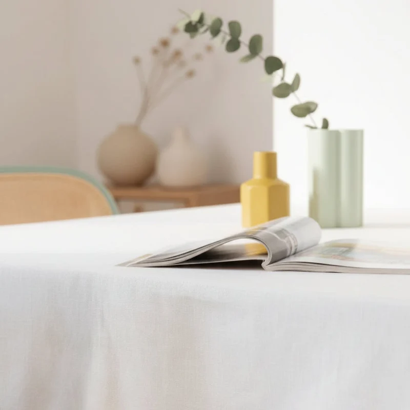 Tovaglia rettangolare in cotone colorato ideale per interni ed esterni Bianco / 140 x 240 cm