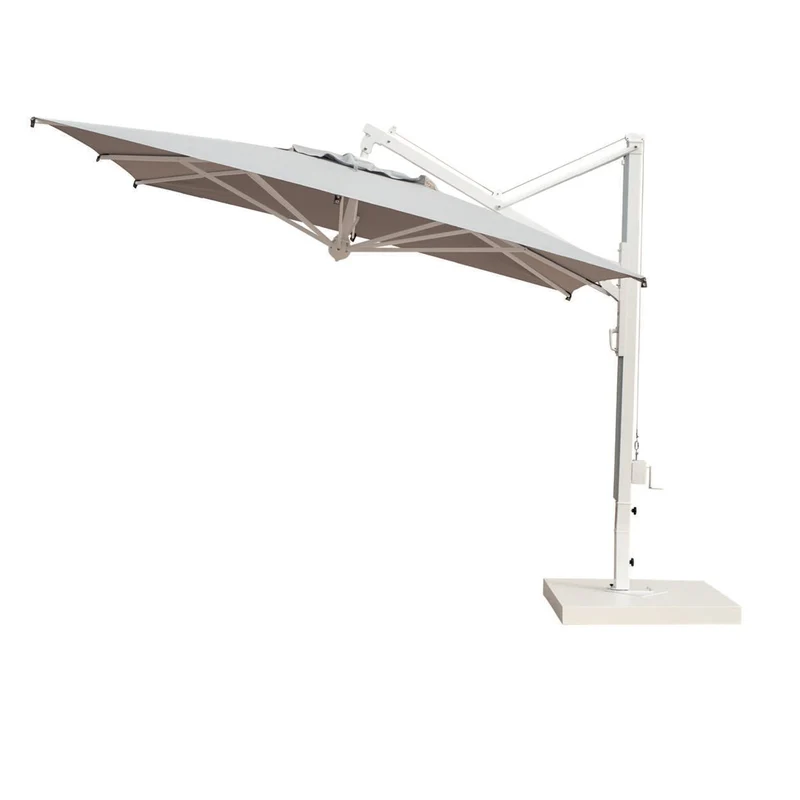 Ombrellone quadrato professionale con palo laterale "Galileo Maxi" in alluminio da esterno "Made In Italy" Ecrù / Bianco / Ombrellone